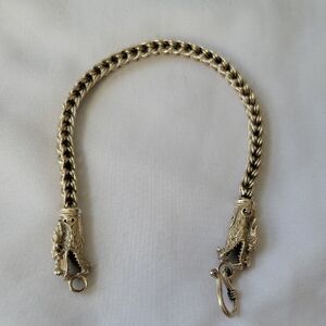 Sterling Silver Double Dragon Head Bracelet